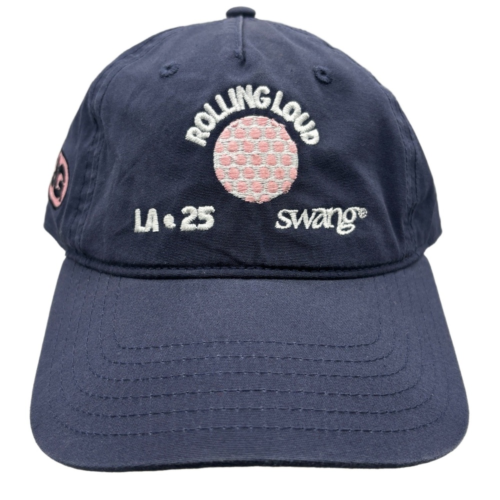Rolling Loud LA 2025 Swang Navy Blue Hat SG Logo Embroidered Adjustable Strap